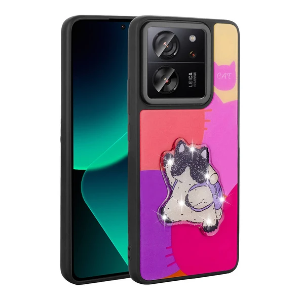 Xiaomi Mi 13T Pro Kılıf Parlayan Kabartmalı İkonik Figürlü Zore Amas Silikon Kapak ürün görseli 1