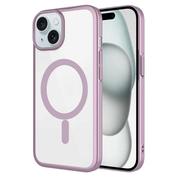 Apple iPhone 15 Kılıf Wireless Şarj Özellikli Sert PC Zore Mat Riksos M-safe Kapak ürün görseli 1