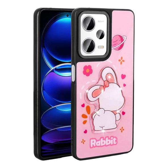 Xiaomi Redmi Note 12 Pro Plus 5G Kılıf Parlayan Kabartmalı İkonik Figürlü Zore Amas Silikon Kapak ürün görseli 1