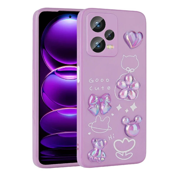 Xiaomi Redmi Note 12 4G Kılıf Kabartma Figürlü Parlak Zore Toys Silikon Kapak ürün görseli 1