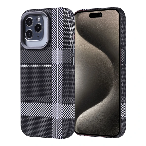 Apple iPhone 15 Pro Kılıf M-safe Şarj Özellikli Karbon Fiber Görünümlü Zore Nekst Kapak ürün görseli 1