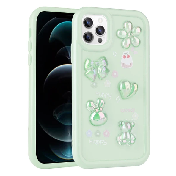 Apple iPhone 13 Pro Kılıf Kabartma Figürlü Parlak Zore Toys Silikon Kapak ürün görseli 1