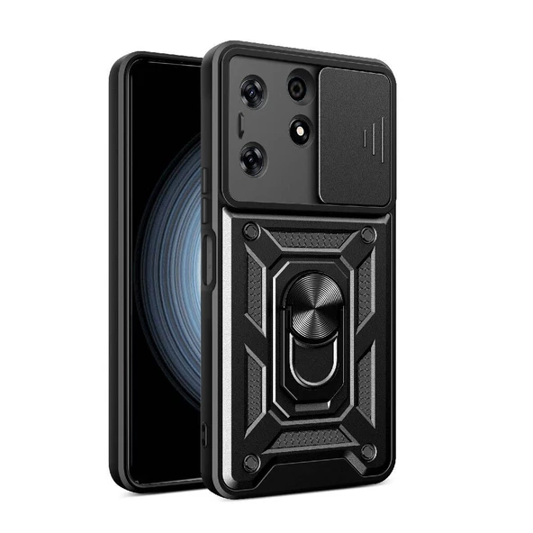 Tecno Spark 10 Pro Kılıf Magnetik Standlı Kamera Korumalı Zore Sürgülü Vega Kapak ürün görseli 1