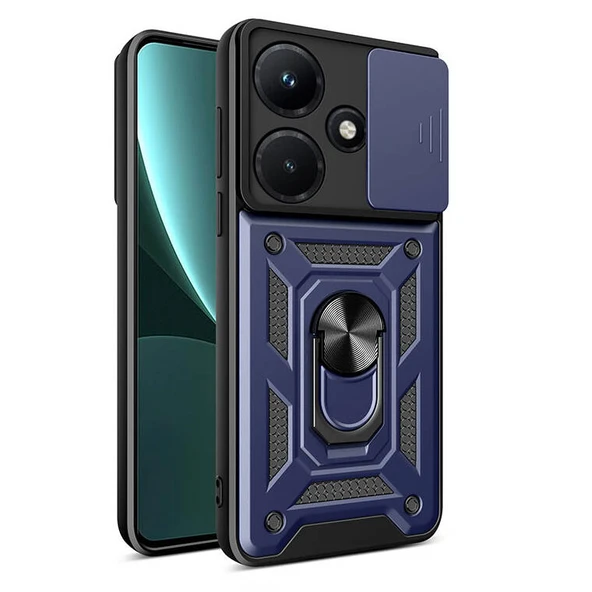 İnfinix Hot 30i Kılıf Magnetik Standlı Kamera Korumalı Zore Sürgülü Vega Kapak ürün görseli 1