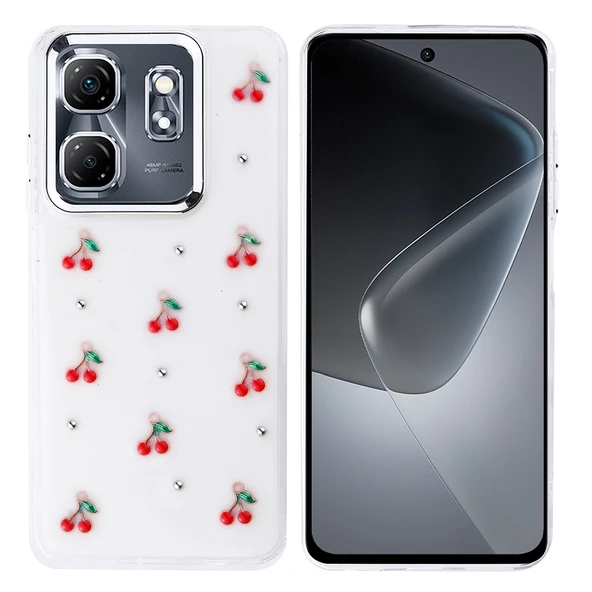 İnfinix Smart 9 Kılıf Airbag Tasarımlı Simli Şeffaf Zore Kutup Kapak ürün görseli 1