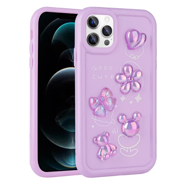 Apple iPhone 13 Pro Max Kılıf Kabartma Figürlü Parlak Zore Toys Silikon Kapak ürün görseli 1