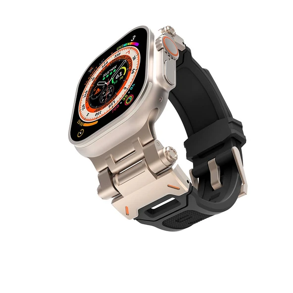 Apple Watch 42mm Zore KRD-108 Metal Başlıklı Silikon Kordon ürün görseli 1