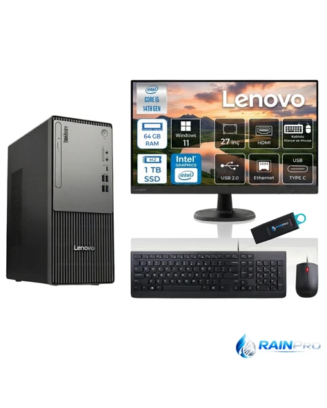 THİNKCENTER NEO 50t G5 I5-13400 64 GB 1 TB WİN11PRO MASAÜSTÜ LENOVO 27’’ MONİTÖR 12UB000BTR27RNP17 ürün görseli 1