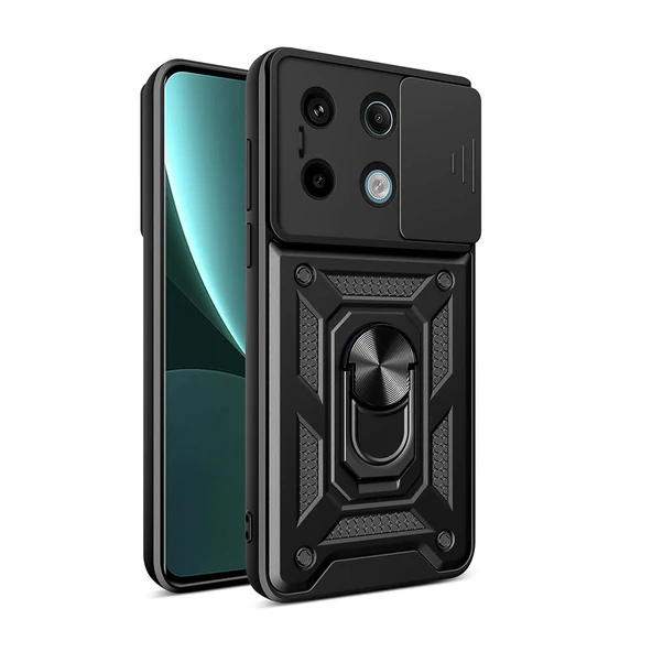 Xiaomi Redmi Note 13 Pro 5G Kılıf Magnetik Standlı Kamera Korumalı Zore Sürgülü Vega Kapak ürün görseli 1