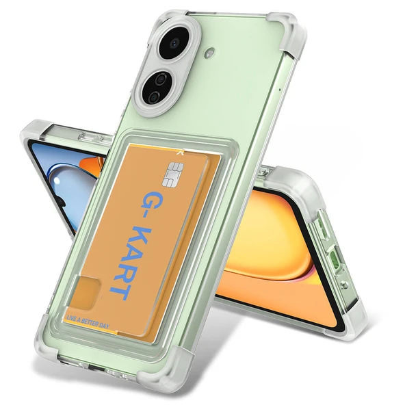 Xiaomi Poco C65 Kılıf Airbag Tasarımlı Şeffaf Kartlıklı Zore G-Kart Kapak ürün görseli 1