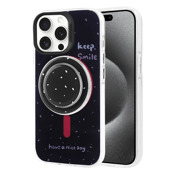 Apple iPhone 15 Pro Kılıf M-safe Şarj Özellikli Tak-Çıkar Pop Soketli Zore Tiktok Kapak ürün görseli 1