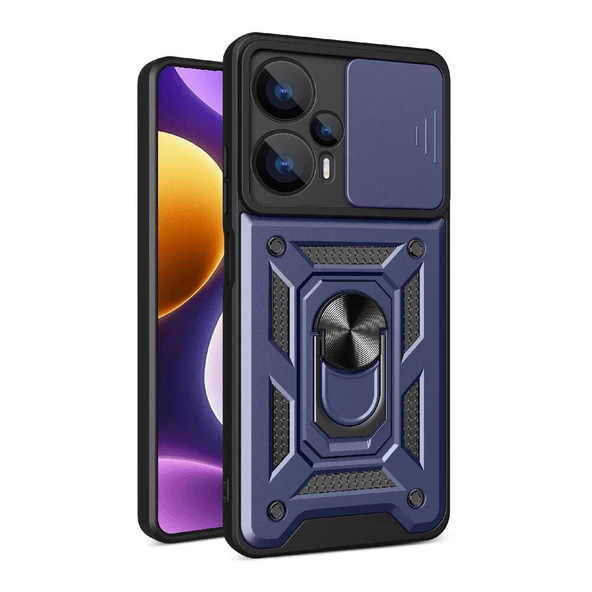 Xiaomi Poco F5 Kılıf Magnetik Standlı Kamera Korumalı Zore Sürgülü Vega Kapak ürün görseli 1