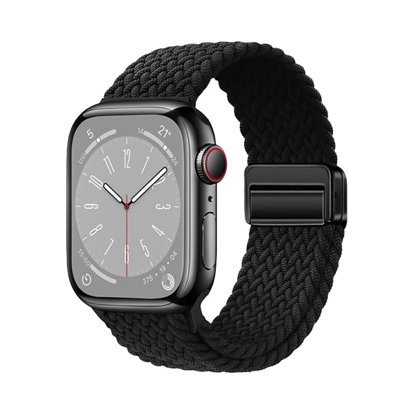 Apple Watch 7 45mm Zore KRD-134 Örgü Tasarımlı Hasır Kordon Strap Kayış ürün görseli 1