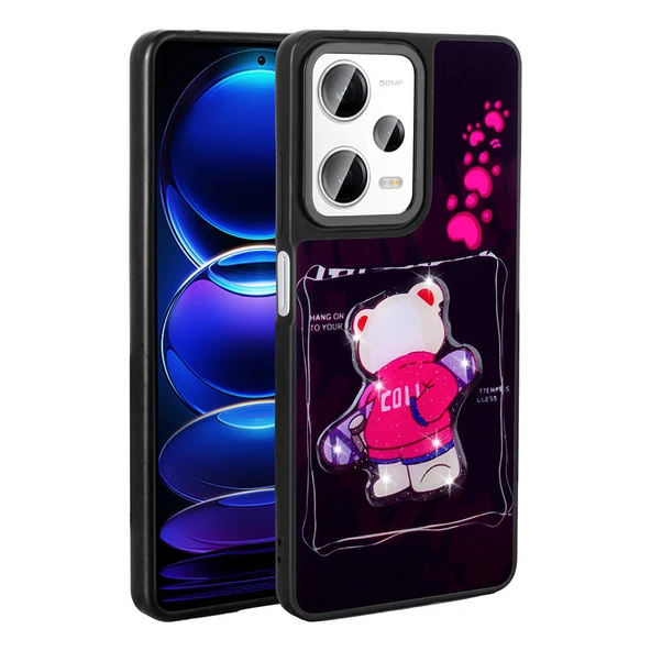 Xiaomi Redmi Note 12 Pro 5G Kılıf Parlayan Kabartmalı İkonik Figürlü Zore Amas Silikon Kapak ürün görseli 1