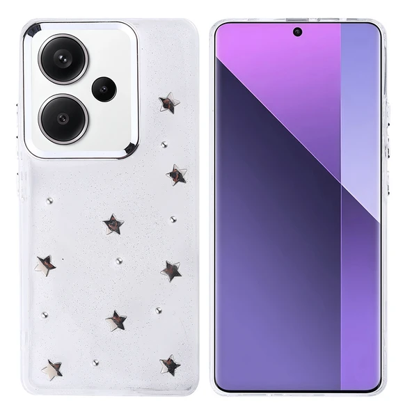 Xiaomi Redmi Note 13 Pro Plus 5G Kılıf Airbag Tasarımlı Simli Şeffaf Zore Kutup Kapak ürün görseli 1