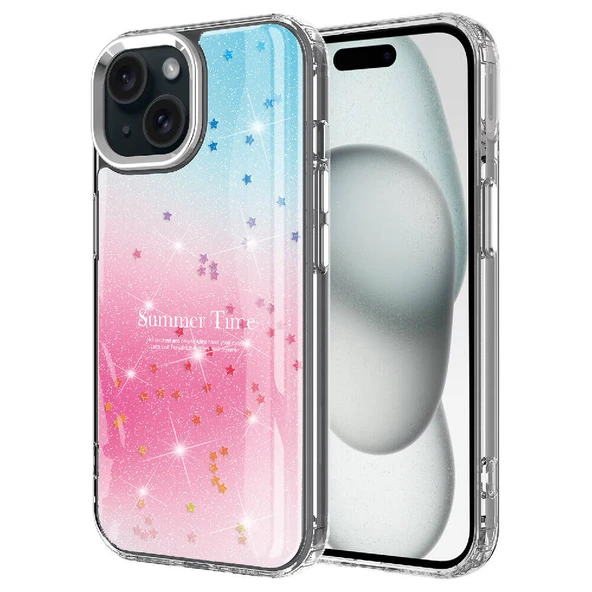 Apple iPhone 15 Plus Kılıf Simli Desenli Parlak Zore Task Kapak ürün görseli 1