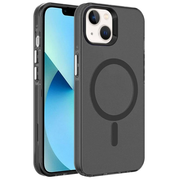 Apple iPhone 15 Plus Kılıf Zore M-safe Şarj Özellikli Buzlu Transparan C-Pro Sert Kapak ürün görseli 1