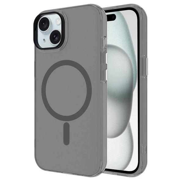 Apple iPhone 15 Kılıf Zore M-safe Şarj Özellikli Buzlu Transparan C-Pro Sert Kapak ürün görseli 1