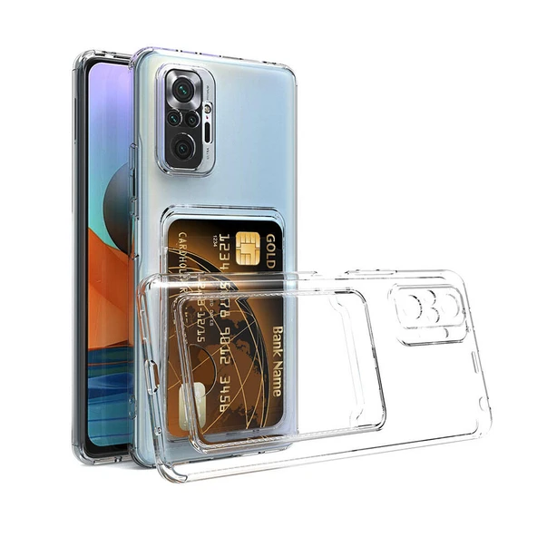 Xiaomi Redmi Note 10 Pro Kılıf Kartlıklı Şeffaf Zore Setra Clear Silikon Kapak ürün görseli 1