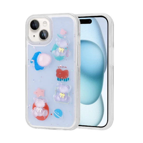 Apple iPhone 14 Kılıf Kabartma Figürlü Parlak Zore Minimini Silikon Kapak ürün görseli 1