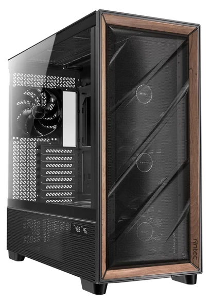 ANTEC FLUX PRO BLACK 3x140mm, 2x120mm reverse, 1x140mm, Type-C, Ön Panel Ahşap,Sıcaklık Gösterge, SİYAH,Full-Tower Gaming  Kasa ürün görseli 1