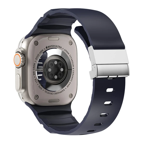 Apple Watch 7 45mm Zore KRD-145 Metal Tokalı Silikon Kordon ürün görseli 1