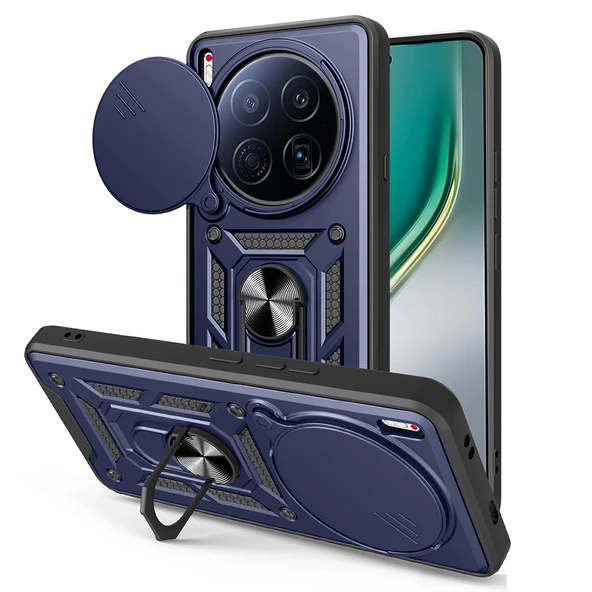 Tecno Camon 40 Premier 5G Kılıf Magnetik Standlı Kamera Korumalı Zore Sürgülü Vega Kapak ürün görseli 1