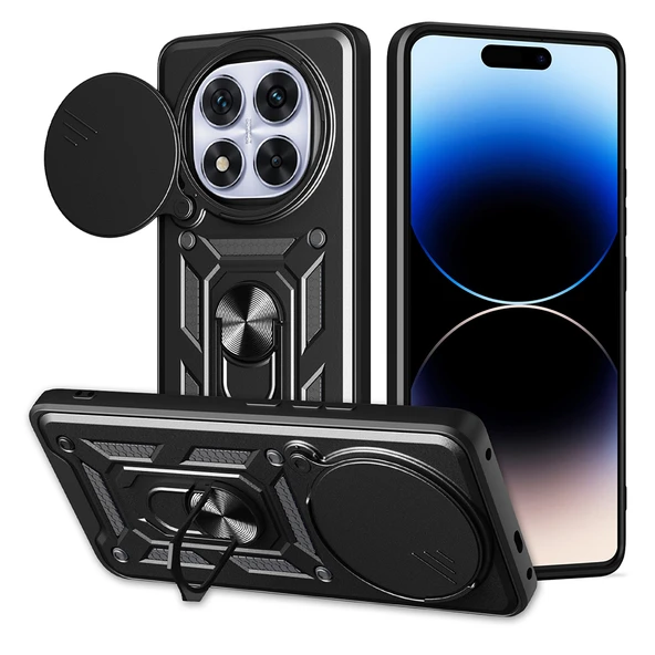 Xiaomi Redmi Note 14 Pro Plus Kılıf Magnetik Standlı Kamera Korumalı Zore Sürgülü Vega Kapak ürün görseli 1