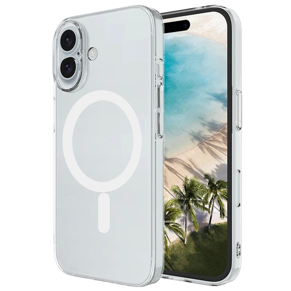 Apple iPhone 17 Kılıf Zore M-safe Şarj Özellikli Şeffaf Kamera Çerçeveli Porto Kapak ürün görseli 1