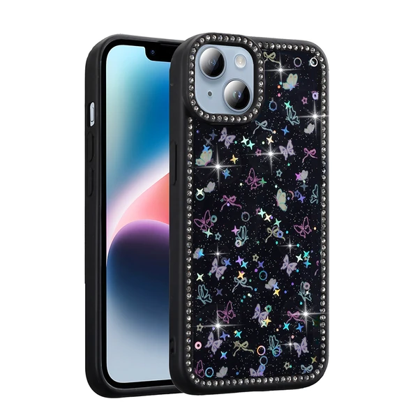 Apple iPhone 13 Kılıf Taşlı ve Simli Tasarım Zore Azra Kapak ürün görseli 1