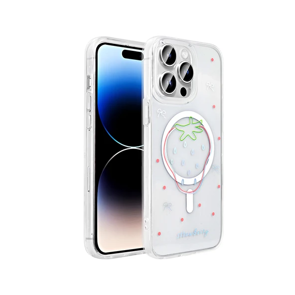 Apple iPhone 14 Pro Kılıf M-Safe Şarj Özellikli Şeffaf Zore Folk Sert Kapak ürün görseli 1