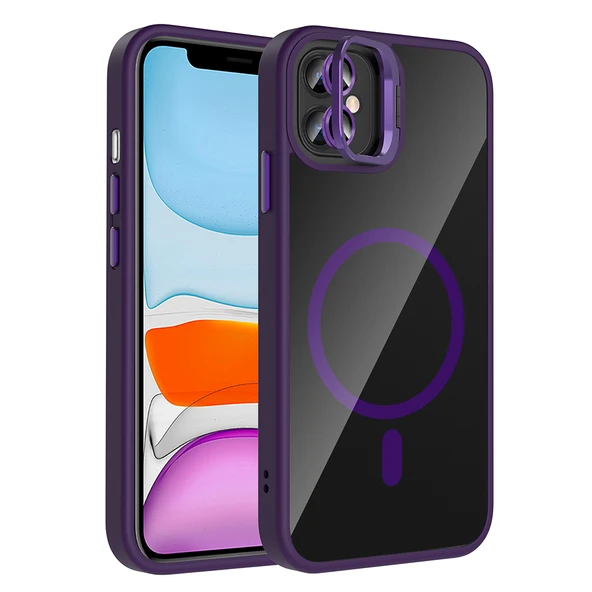 Apple iPhone 11 Kılıf Standlı ve Kamera Lens Hediyeli M-Safe Şarj Özellikli Zore Etro Kapak ürün görseli 1