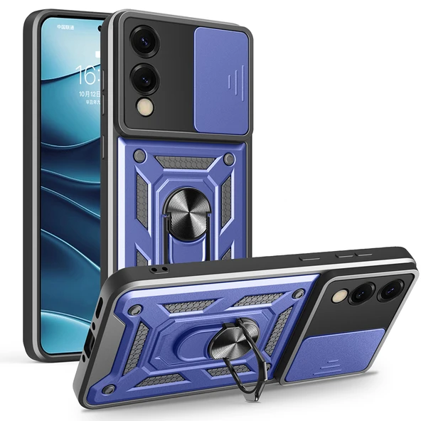 Galaxy S25 Edge Kılıf Magnetik Standlı Kamera Korumalı Zore Sürgülü Vega Kapak ürün görseli 1