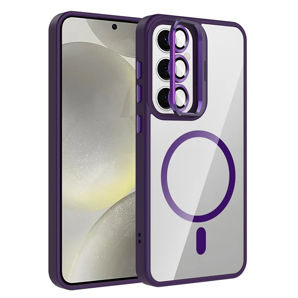 Galaxy S25 Kılıf Standlı ve Kamera Lens Hediyeli M-Safe Şarj Özellikli Zore Etro Kapak ürün görseli 1