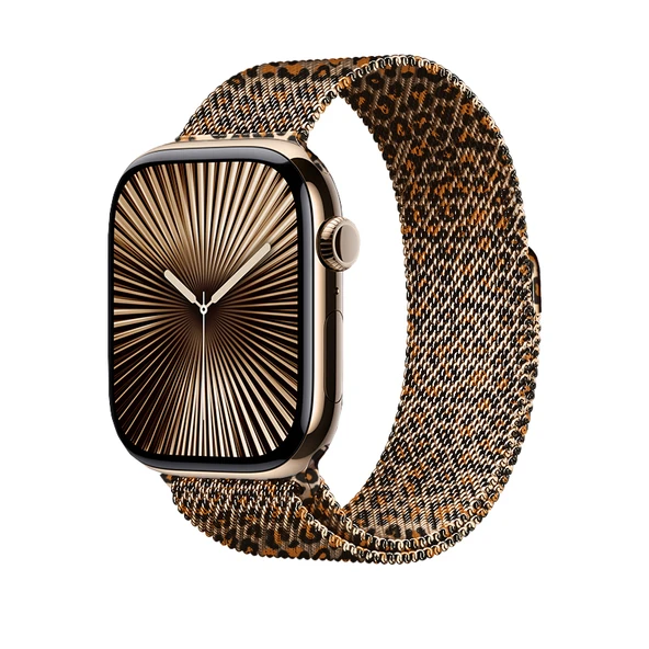 Apple Watch 40mm Zore KRD-01 Leopar Desenli Metal Kordon ürün görseli 1