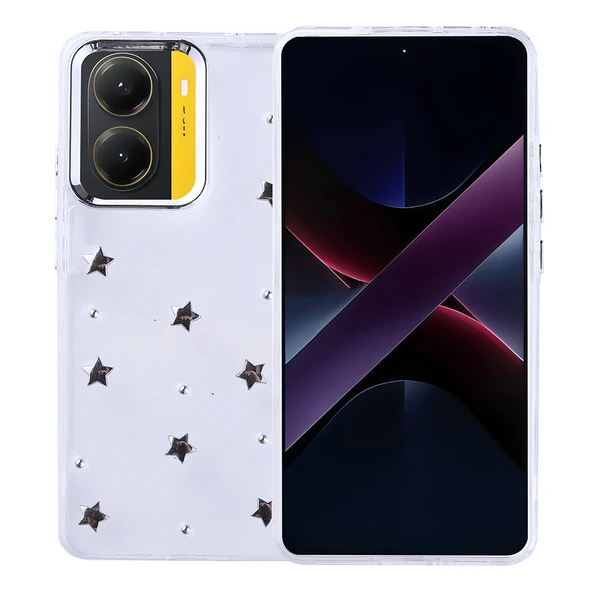 Xiaomi Poco X7 Pro Kılıf Airbag Tasarımlı Simli Şeffaf Zore Kutup Kapak ürün görseli 1