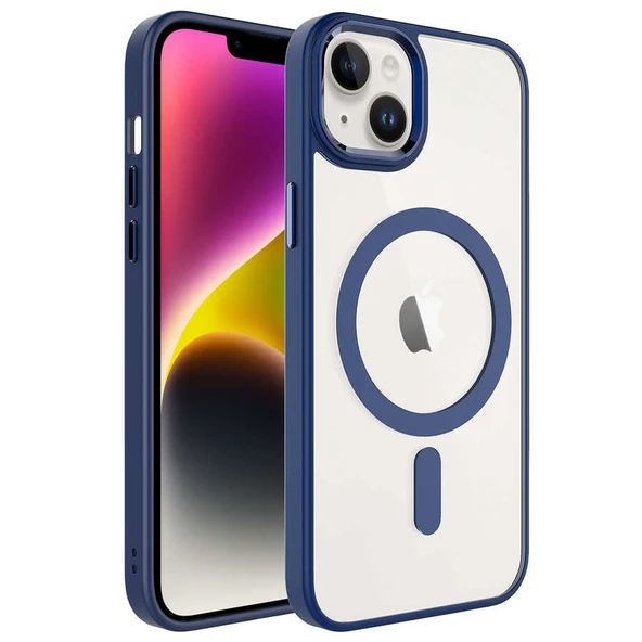 Apple iPhone 14 Kılıf Wireless Şarj Özellikli Zore Krom M-safe Silikon Kapak ürün görseli 1
