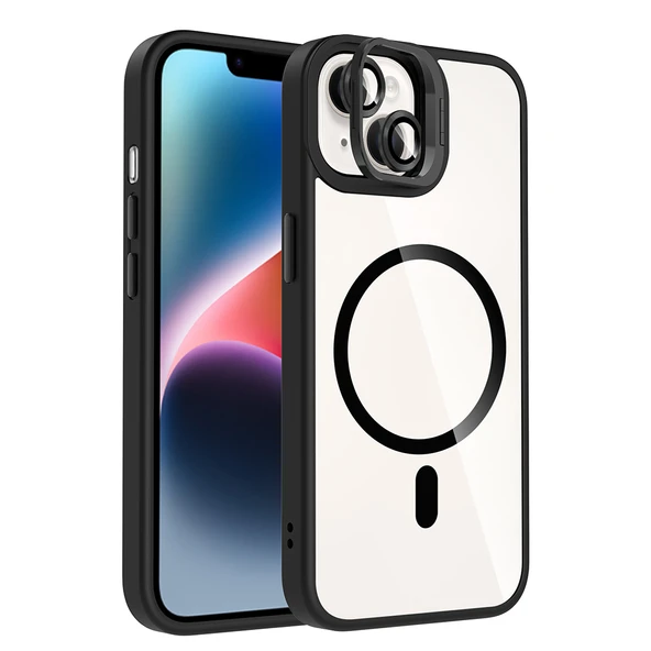 Apple iPhone 13 Kılıf Standlı ve Kamera Lens Hediyeli M-Safe Şarj Özellikli Zore Etro Kapak ürün görseli 1
