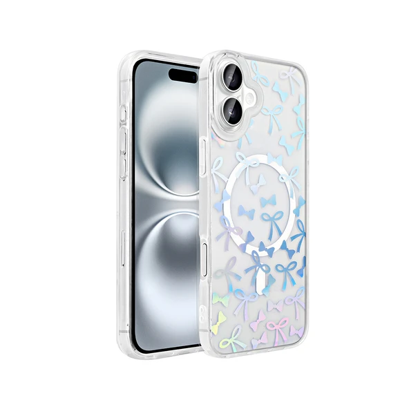 Apple iPhone 16 Plus Kılıf M-Safe Şarj Özellikli Şeffaf Zore Folk Sert Kapak ürün görseli 1