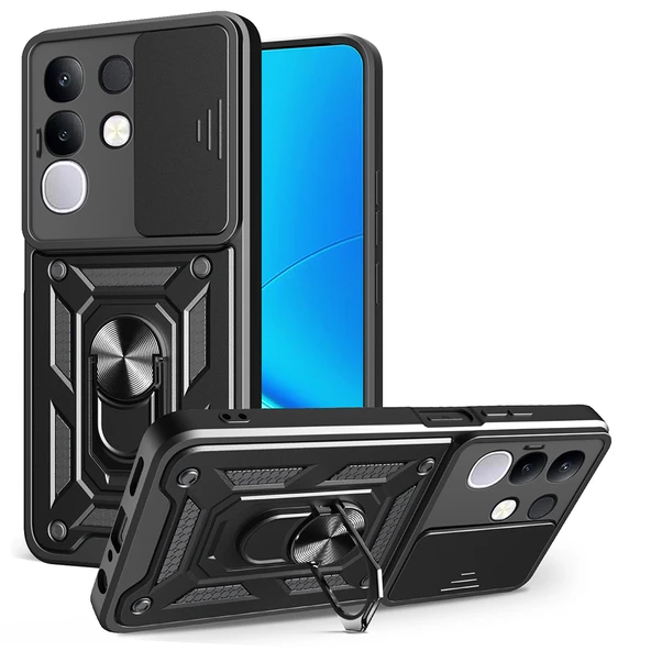 Vivo Y29 4G Kılıf Magnetik Standlı Kamera Korumalı Zore Sürgülü Vega Kapak ürün görseli 1
