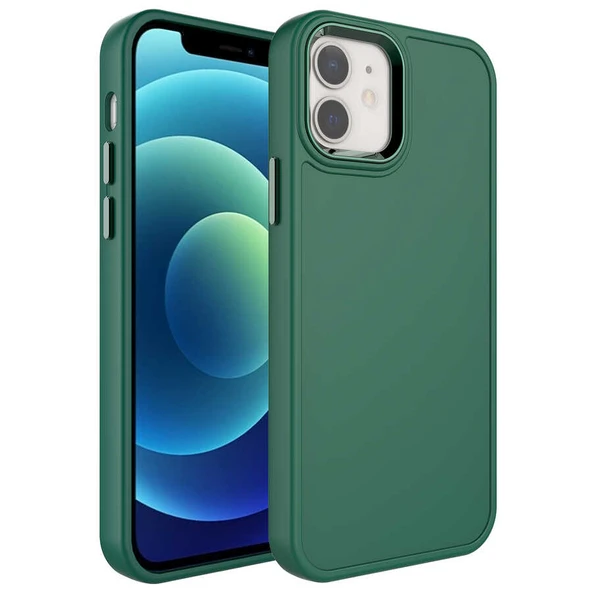 Apple iPhone 12 Pro Kılıf Metal Çerçeve ve Buton Tasarımlı Sert Zore Botox Kapak ürün görseli 1