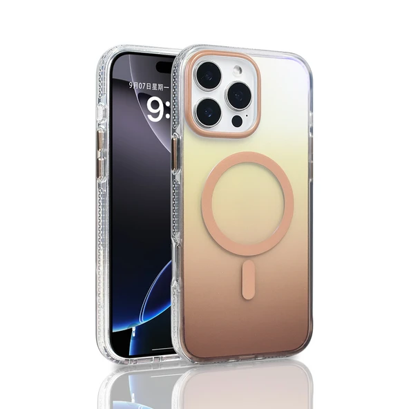 Apple iPhone 16 Pro Max Kılıf M-safe Şarj Özellikli Transparan Renk Geçişli Zore Toros Kapak ürün görseli 1