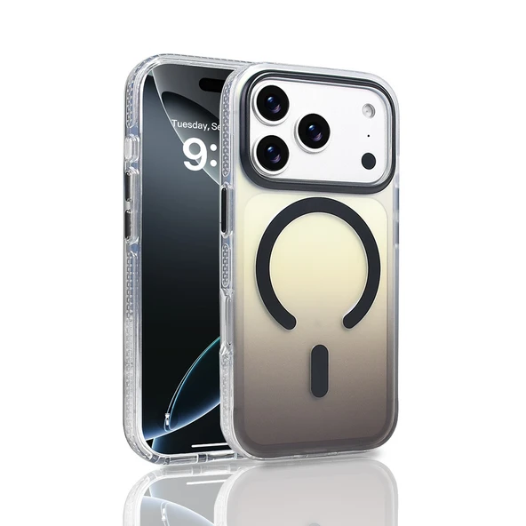 Apple iPhone 17 Pro Kılıf M-safe Şarj Özellikli Transparan Renk Geçişli Zore Toros Kapak ürün görseli 1