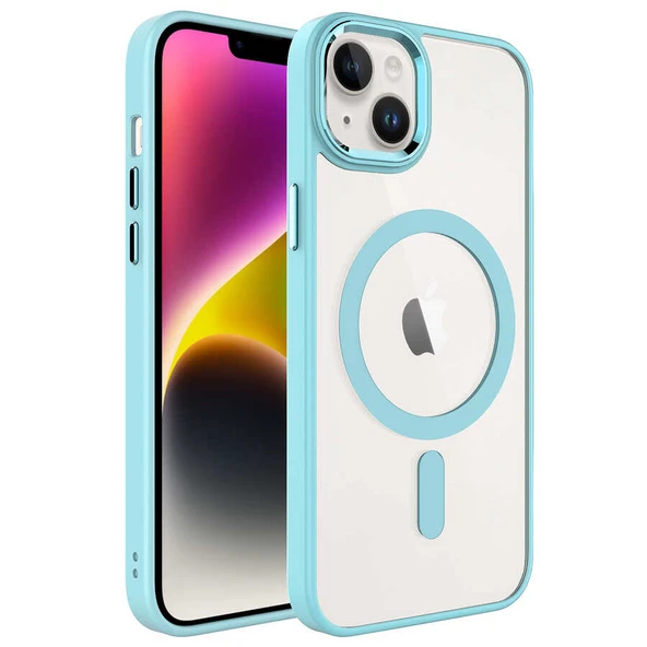 Apple iPhone 14 Plus Kılıf Wireless Şarj Özellikli Zore Krom M-safe Silikon Kapak ürün görseli 1