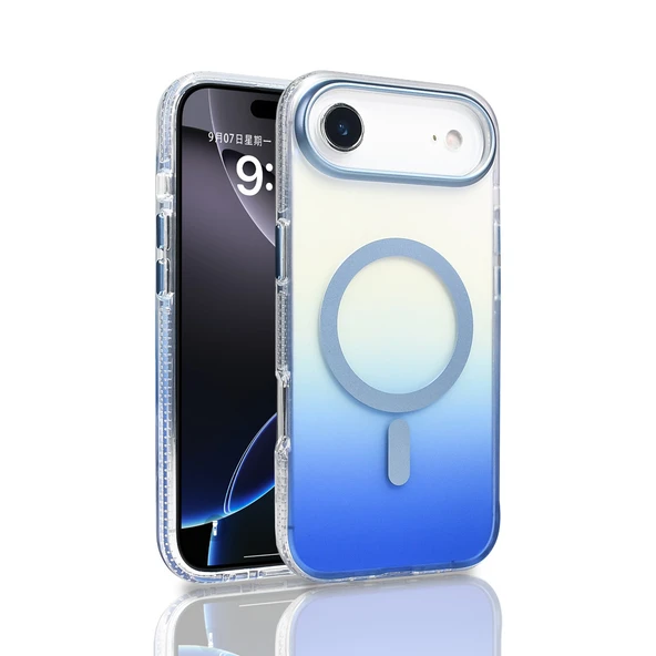 Apple iPhone 17 Air Kılıf M-safe Şarj Özellikli Transparan Renk Geçişli Zore Toros Kapak ürün görseli 1