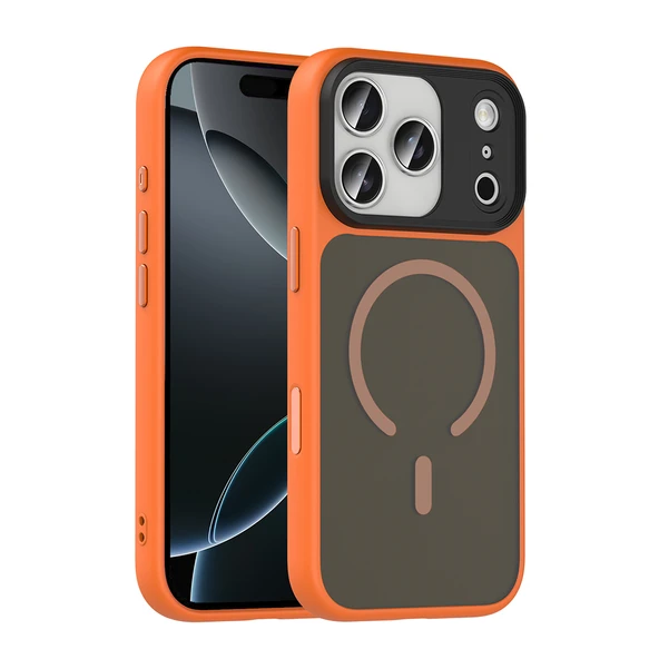 Apple iPhone 17 Pro Max Kılıf Mat Arka Yüzey Wireless Şarj Özellikli Zore Flet M-safe Kapak ürün görseli 1
