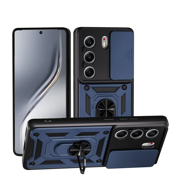 Tecno Camon 40 4G Kılıf Magnetik Standlı Kamera Korumalı Zore Sürgülü Vega Kapak ürün görseli 1