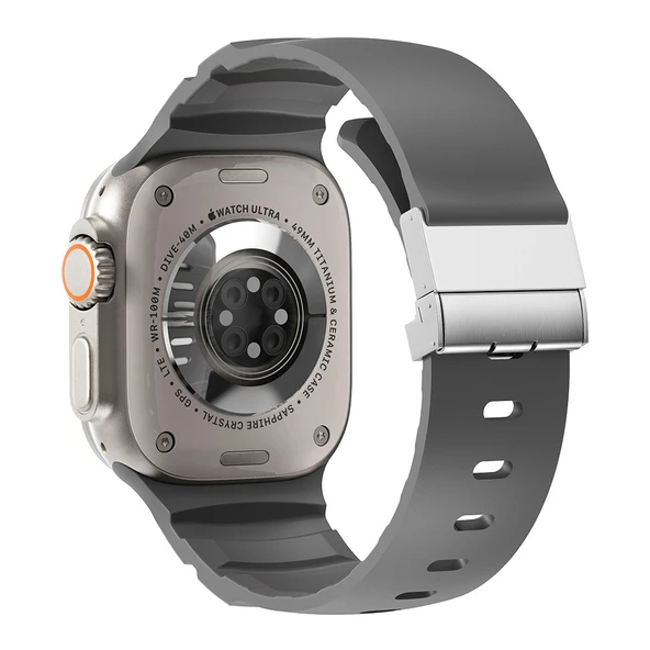 Apple Watch Ultra 49mm Zore KRD-145 Metal Tokalı Silikon Kordon ürün görseli 1