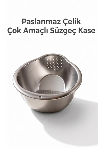 Paslanmaz Çelik Pirinç Sebze Makarna Süzgeci Süzgeç 25cm ürün görseli 1
