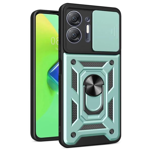 İnfinix Hot 30 5g Kılıf Pars Lens Yüzüklü Silikon - Yeşil ürün görseli 1